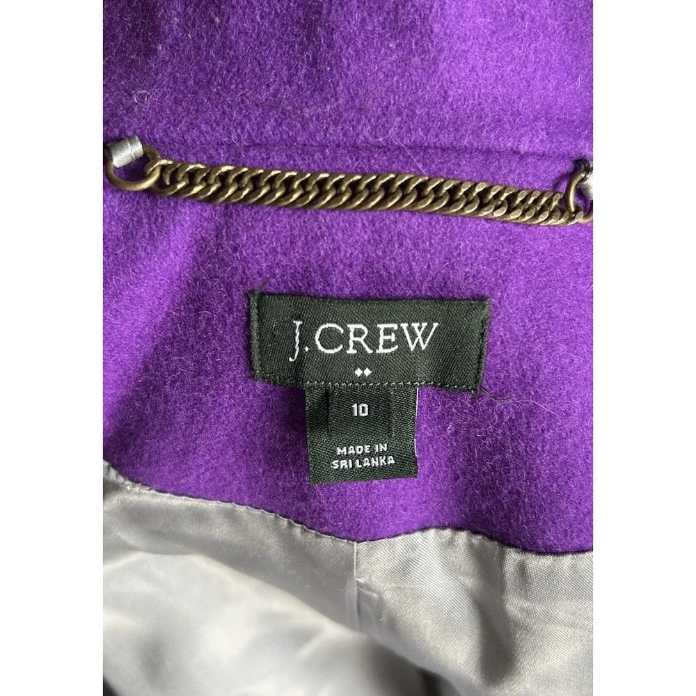 J.Crew Purple Wool Blend Double Breasted Pea Coat with gold buttons Size 10 - Picture 2 of 7